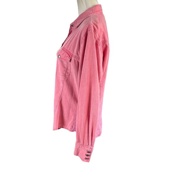 Ignite Shirt Women Size Large Pink Soft Denim Button Up Western Cowgirl Shacket - Picture 7 of 12